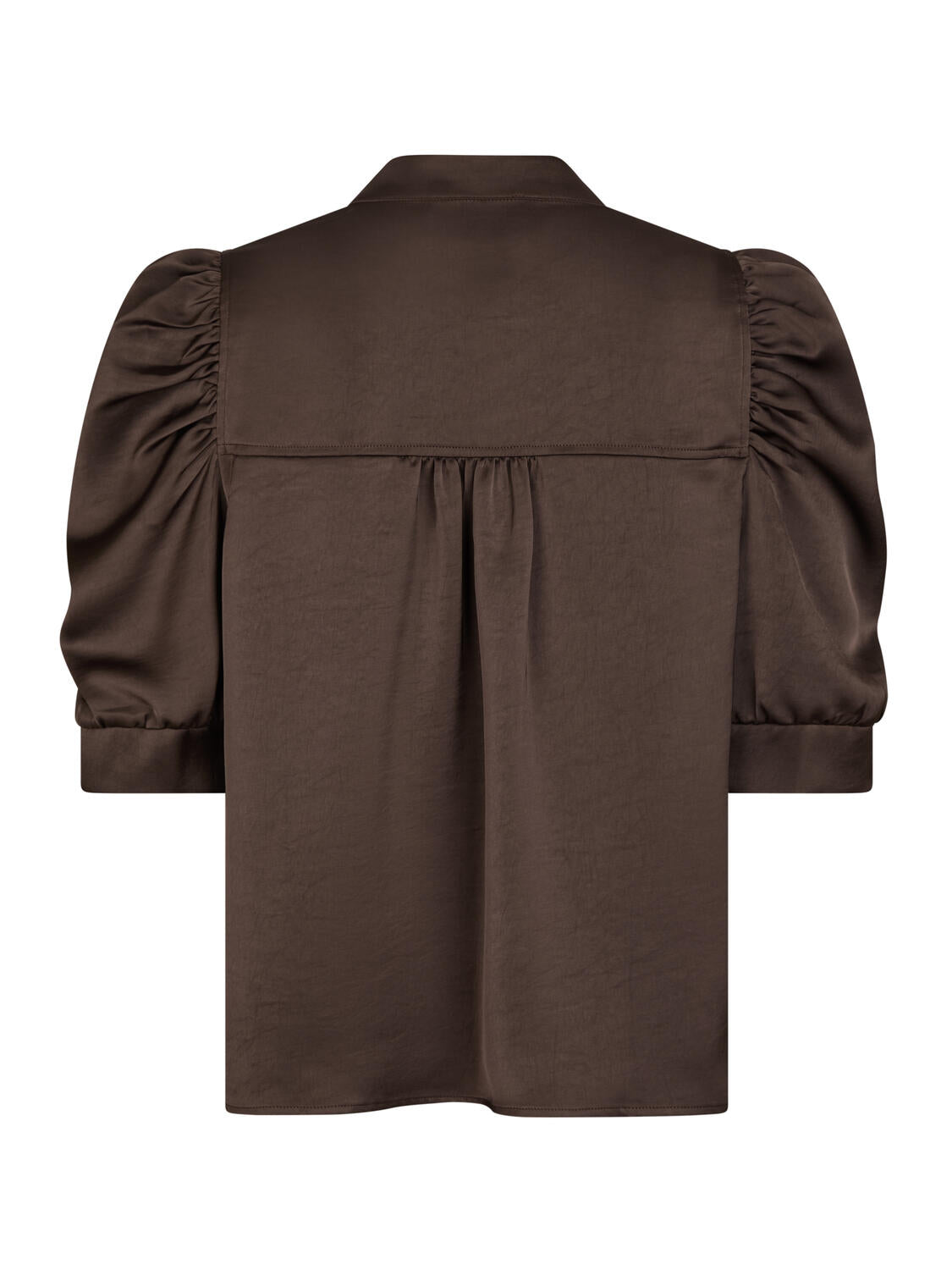 Roella Heavy Sateen bluse - Dark Brown